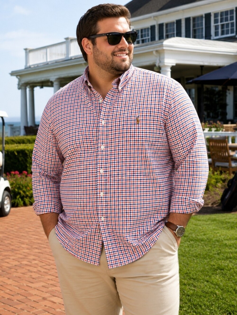 Ralph Lauren XXL Gingham Button-Down Shirt Preppy Country Club Coastal Classic